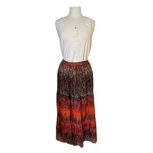 Jane Ashley Tiered Maxi Skirt Festival Colorful Boho Women's 2X Beachy Spring